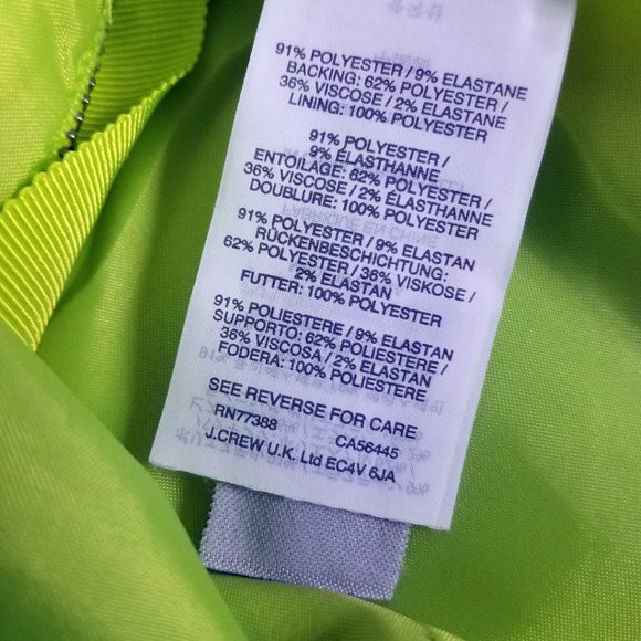 J Crew Split Front Chartreuse Women's Tennis Skirt - Picture 6 of 8